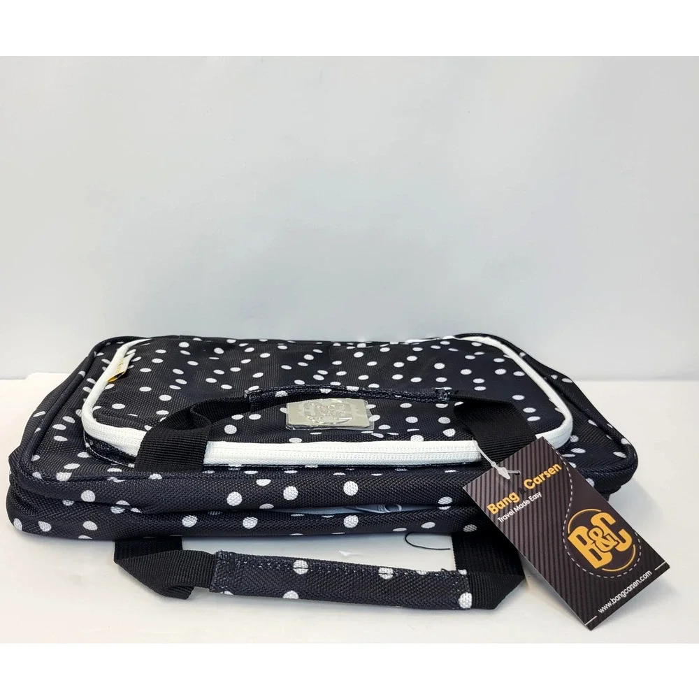 Bang & Carsen Hanging Toiletry Bag Black White Polka Dot Travel Organizer Case